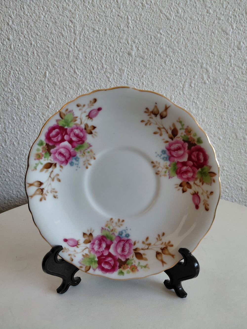 Saji Fancychina Porcelain Single Saucer Japan 3 -399P Rouses Made In Japan